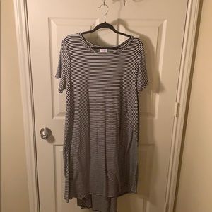 Black/white striped T-shirt high/low dress